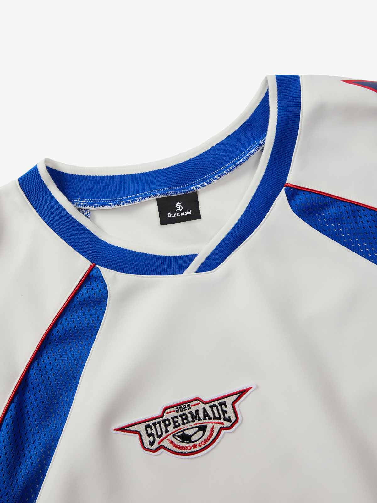 Colorblock Star Print Mesh Jersey T-Shirt