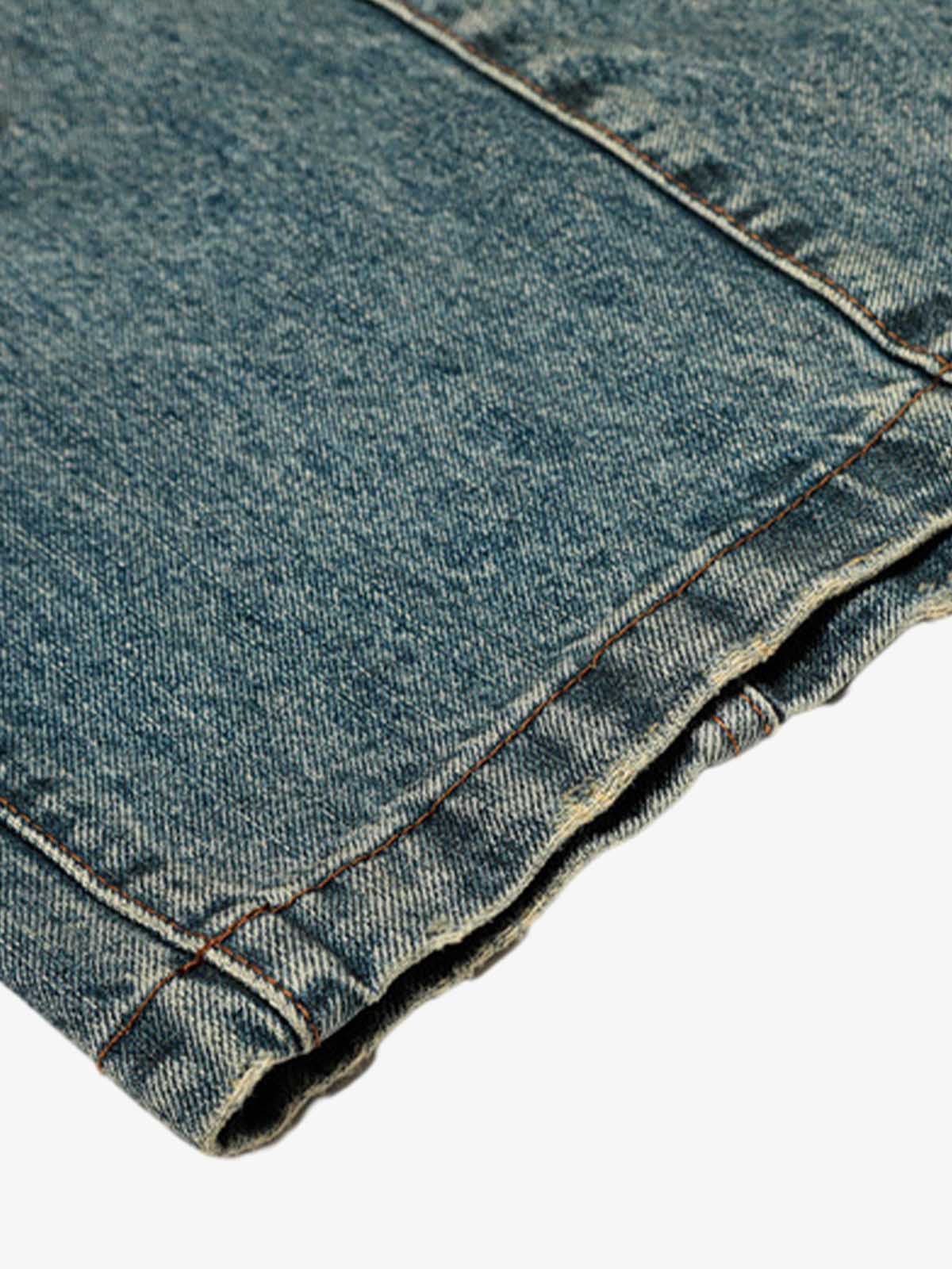 Vintage Mud-Dyed Distressed Barrel Jeans - 2537