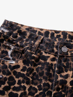 Bold Leopard Print Distressed Wide-Leg Jeans