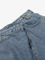 Asymmetric Layered Waist Wide Leg Denim Jeans