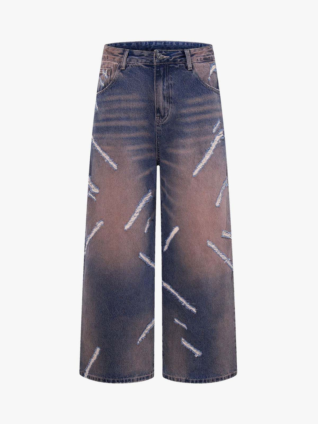 Slash Distressed Washed Denim Jeans