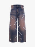 Slash Distressed Washed Denim Jeans