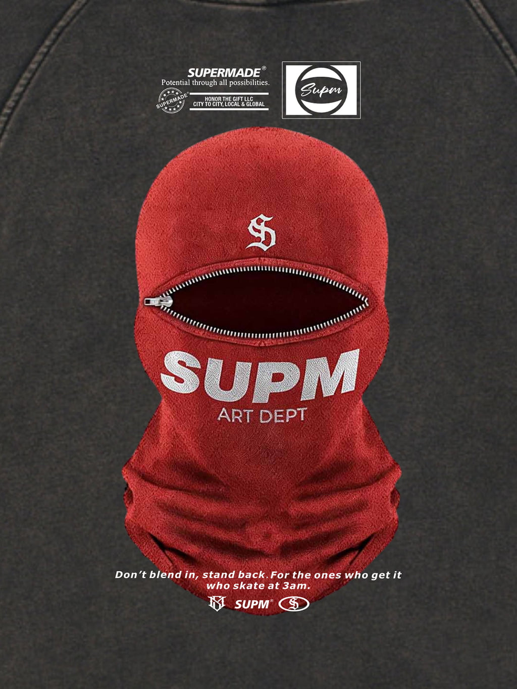 Retro Bandit Hat Graphic Distressed Cropped Hoodie