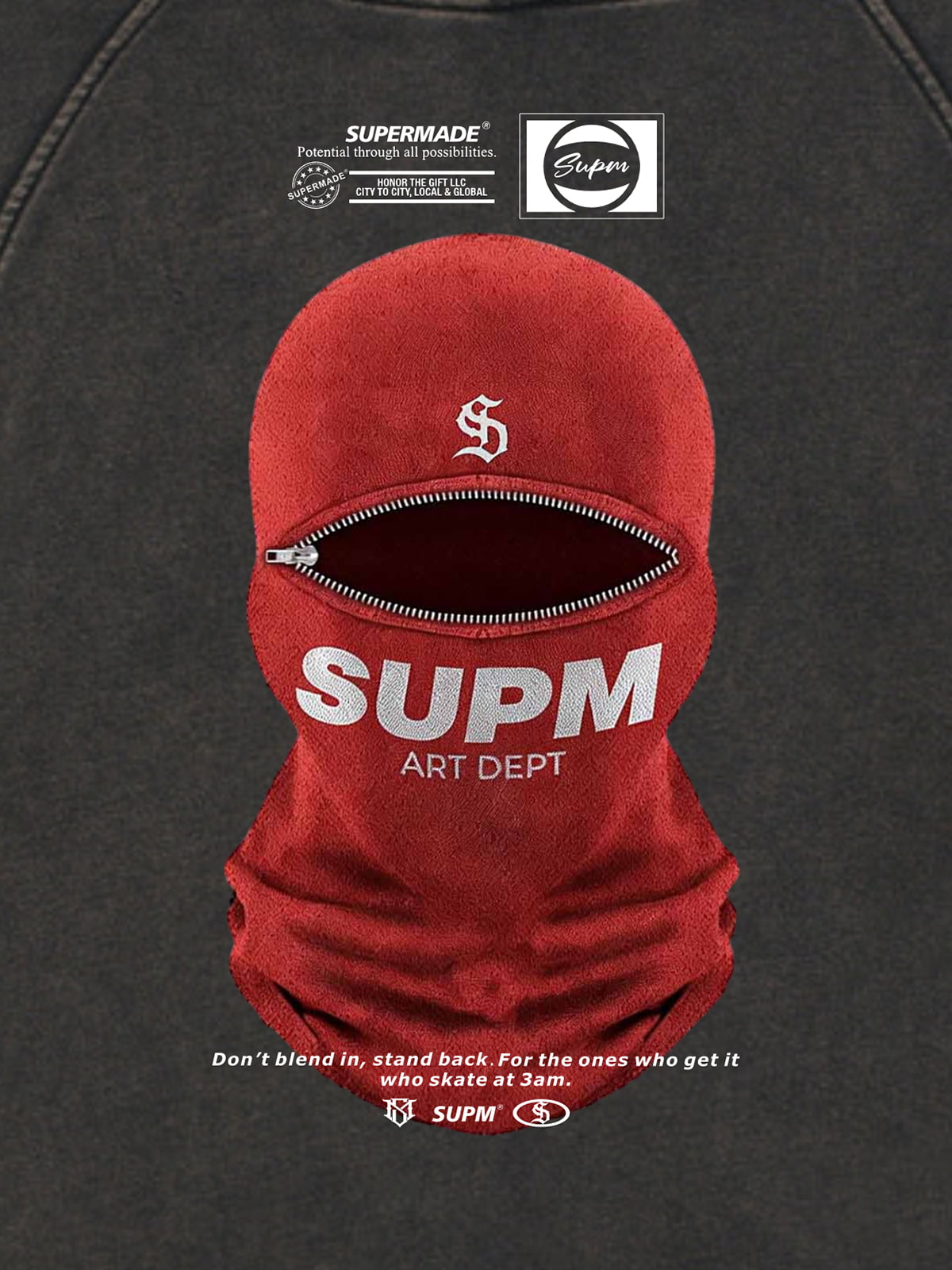 Retro Bandit Hat Graphic Distressed Cropped Hoodie