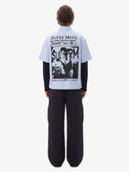 Vintage Illustration Striped Faux Two-Piece Shirt