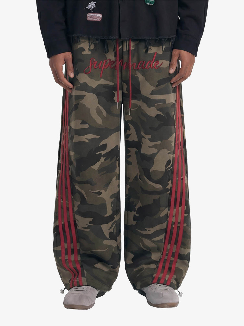 Retro Patchwork Embroidered Camouflage Barrel Pants - 2520