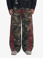 Retro Patchwork Embroidered Camouflage Barrel Pants - 2520