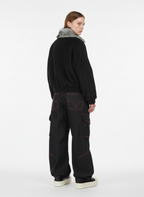 Retro Red Contrast Stitching Pocket Barrel Jeans