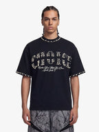 Elegant Pearl-Embellished Oversized T-Shirt