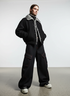 Retro Red Contrast Stitching Pocket Barrel Jeans