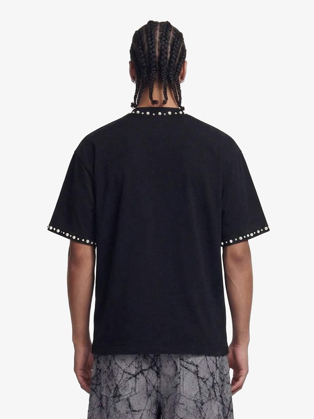 Elegant Pearl-Embellished Oversized T-Shirt