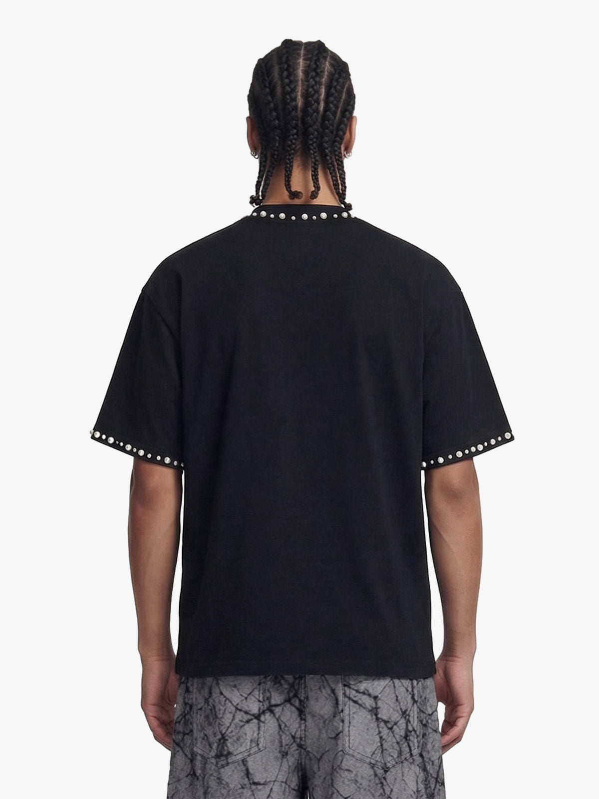 Elegant Pearl-Embellished Oversized T-Shirt