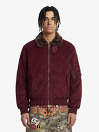 Retro Suede Faux Fur Collar Fleece Lined Bomber Jacket