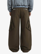 Vintage Patchwork Leopard Pocket Wide Leg Cargo Pants