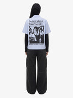 Vintage Illustration Striped Faux Two-Piece Shirt