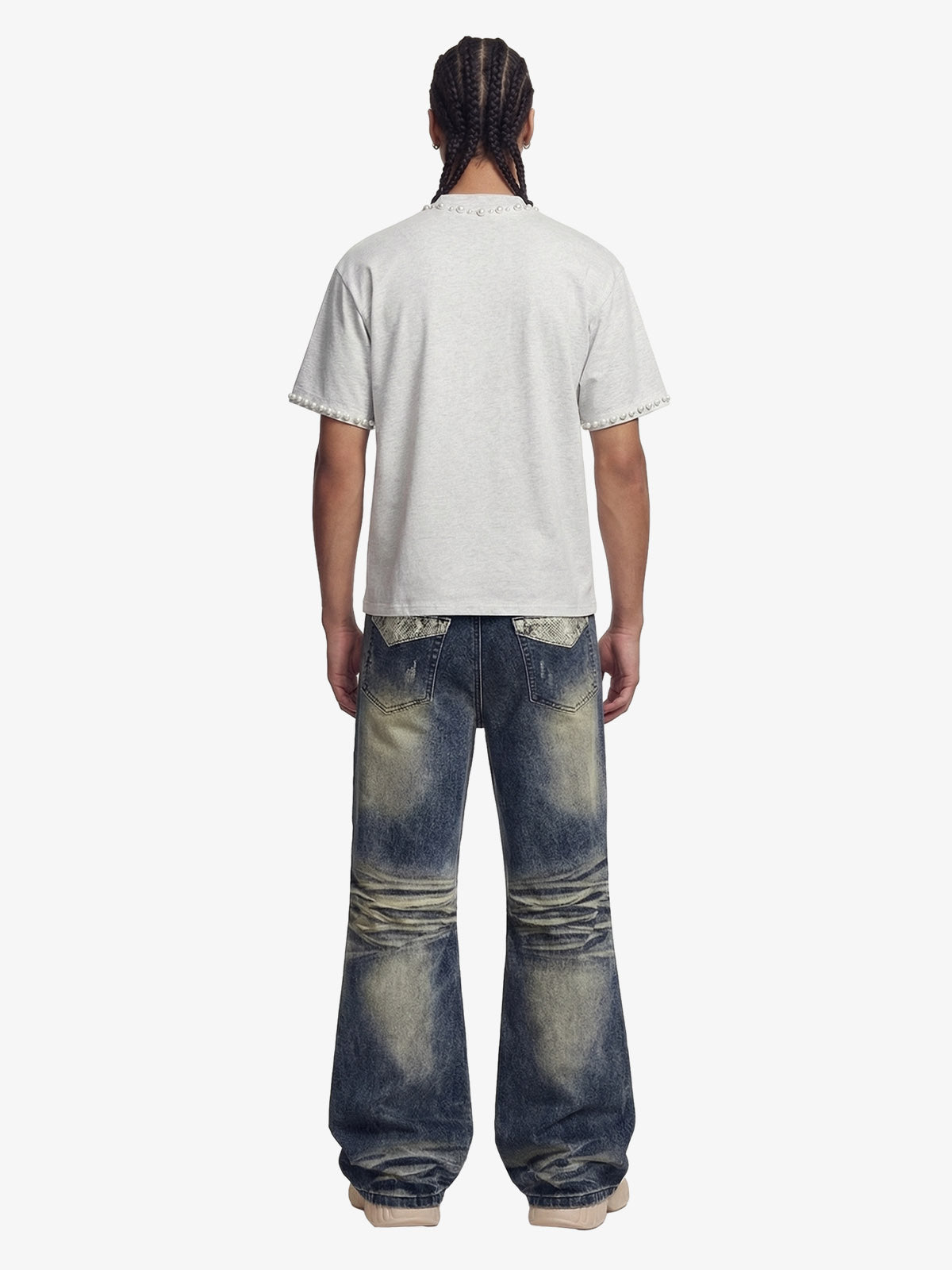 Elegant Pearl-Embellished Oversized T-Shirt