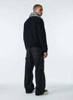Retro Red Contrast Stitching Pocket Barrel Jeans
