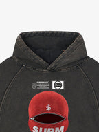 Retro Bandit Hat Graphic Distressed Cropped Hoodie