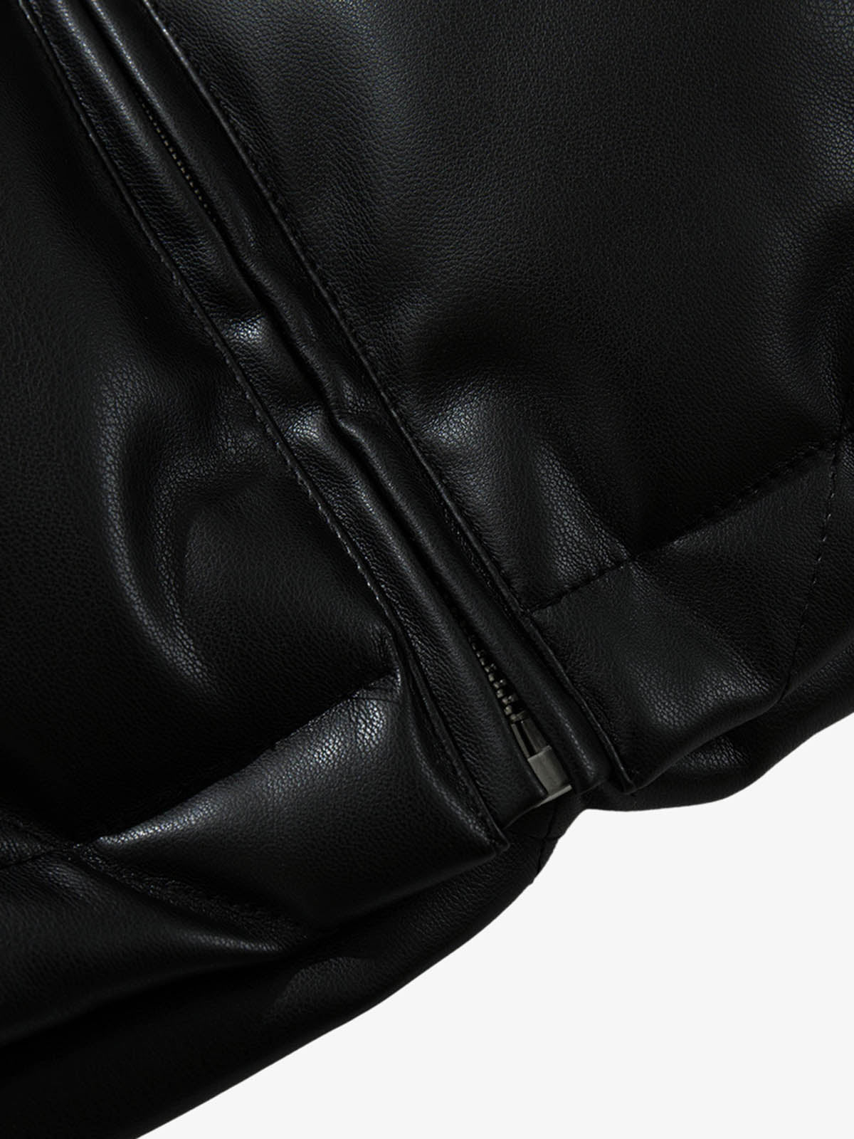 Minimalist Faux Leather Stand Collar Puffer Vest