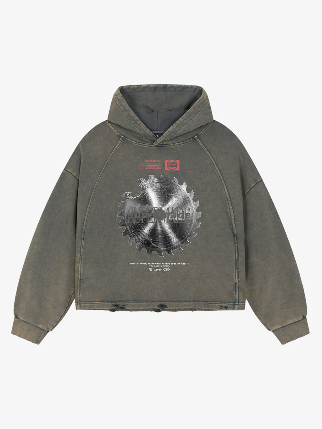 Industrial Saw Blade Graphic Cropped Hoodie