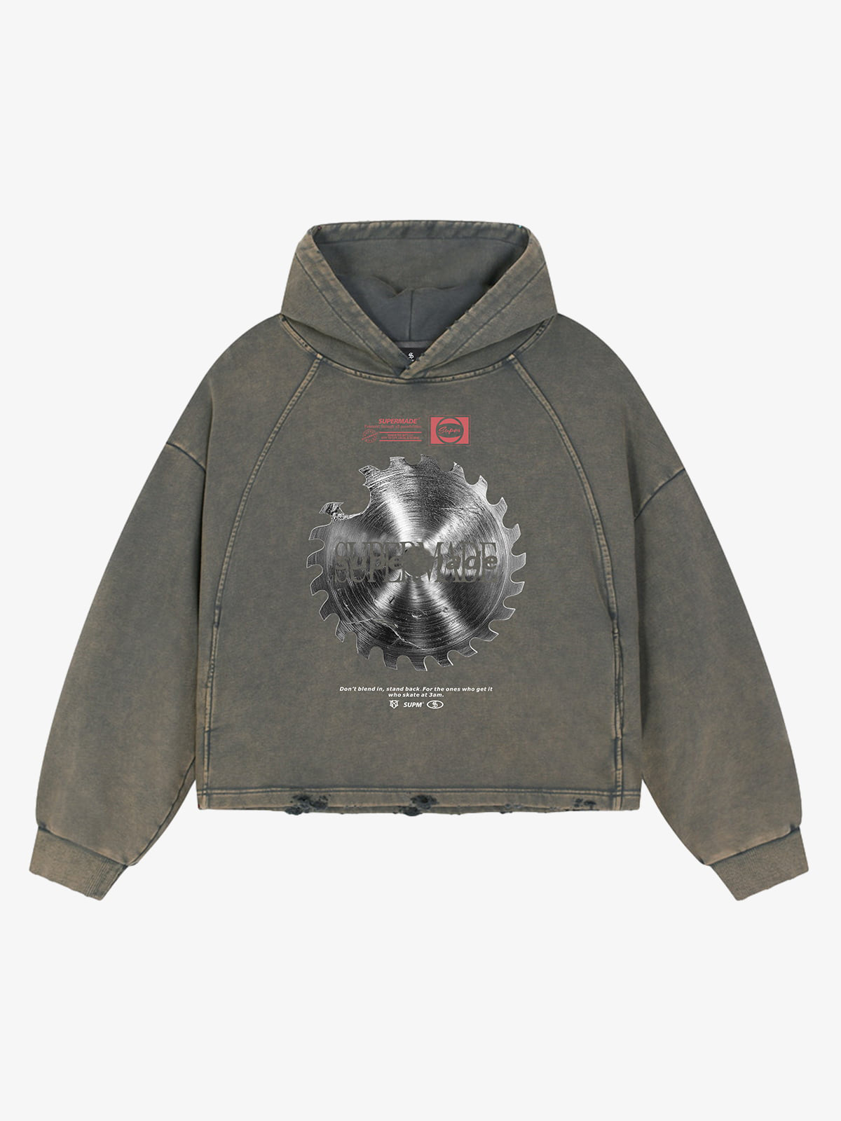 Industrial Saw Blade Graphic Cropped Hoodie