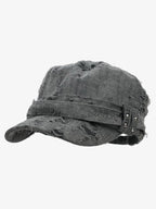 Distressed Stud Detail Cotton Flat Top Cap