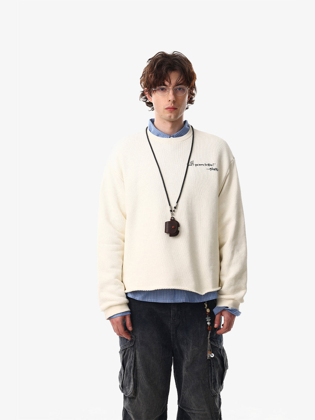 Raw Hem Clean-Fit Crew Neck Pullover
