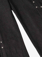 Studded Pleat Wide Leg Denim Jeans - 2606