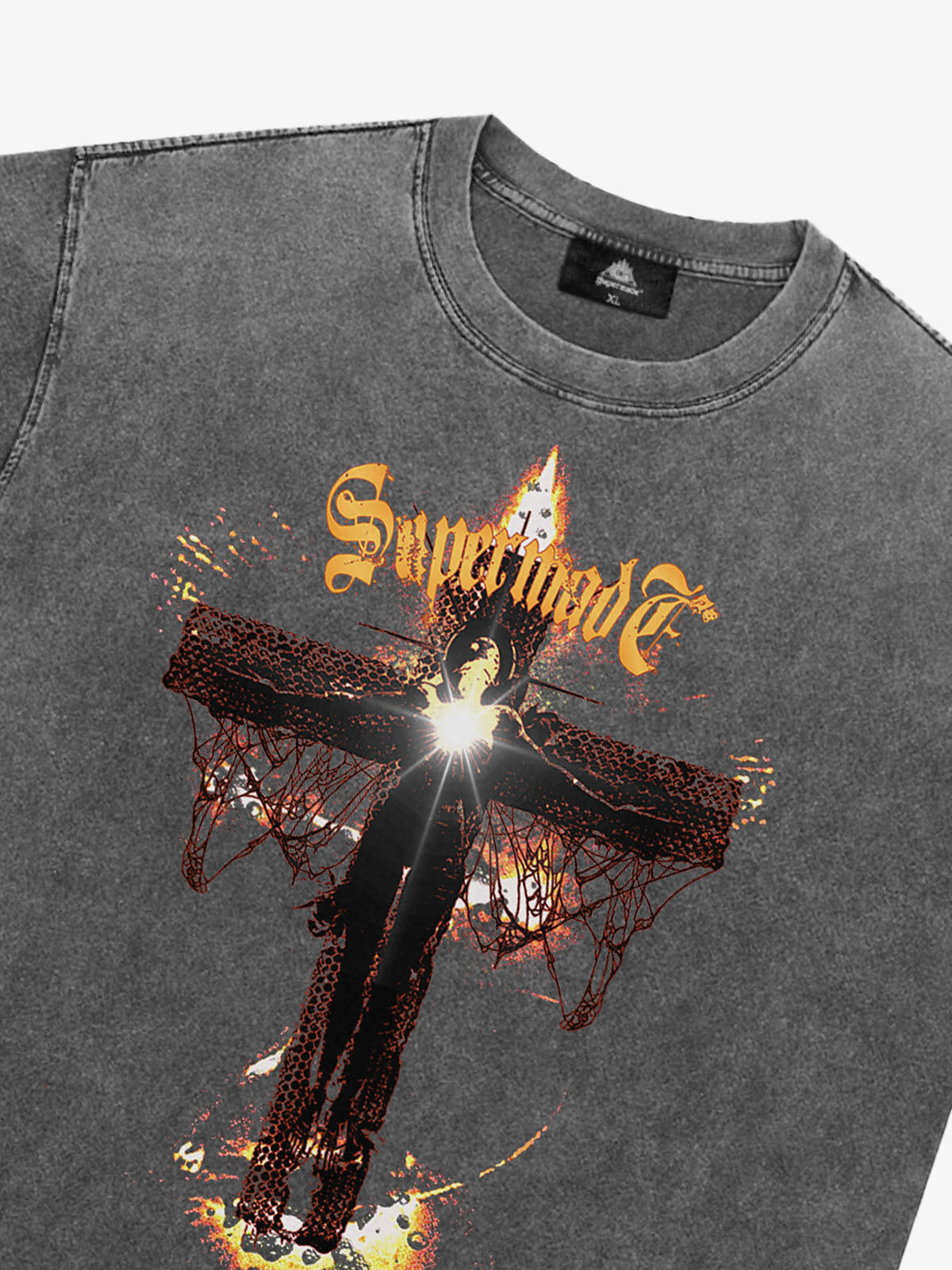 Washed Gothic Cross Graphic T-Shirt