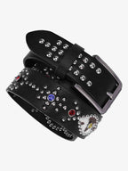 Retro Multicolor Gem Studded PU Belt