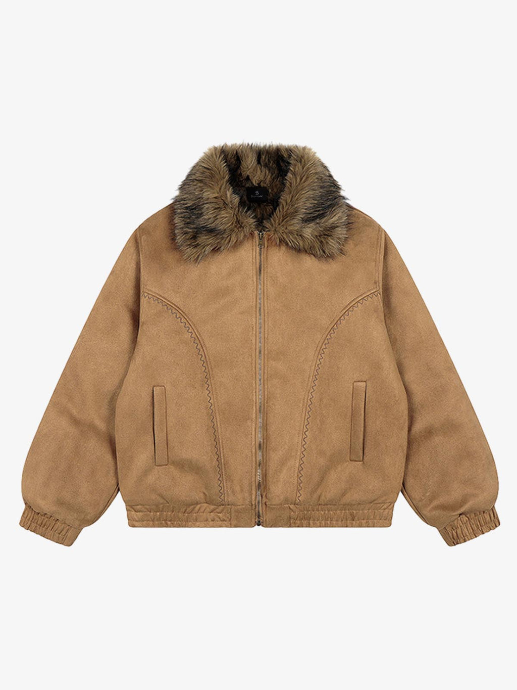 Vintage Distressed Deconstructed Faux Fur Collar Jacket