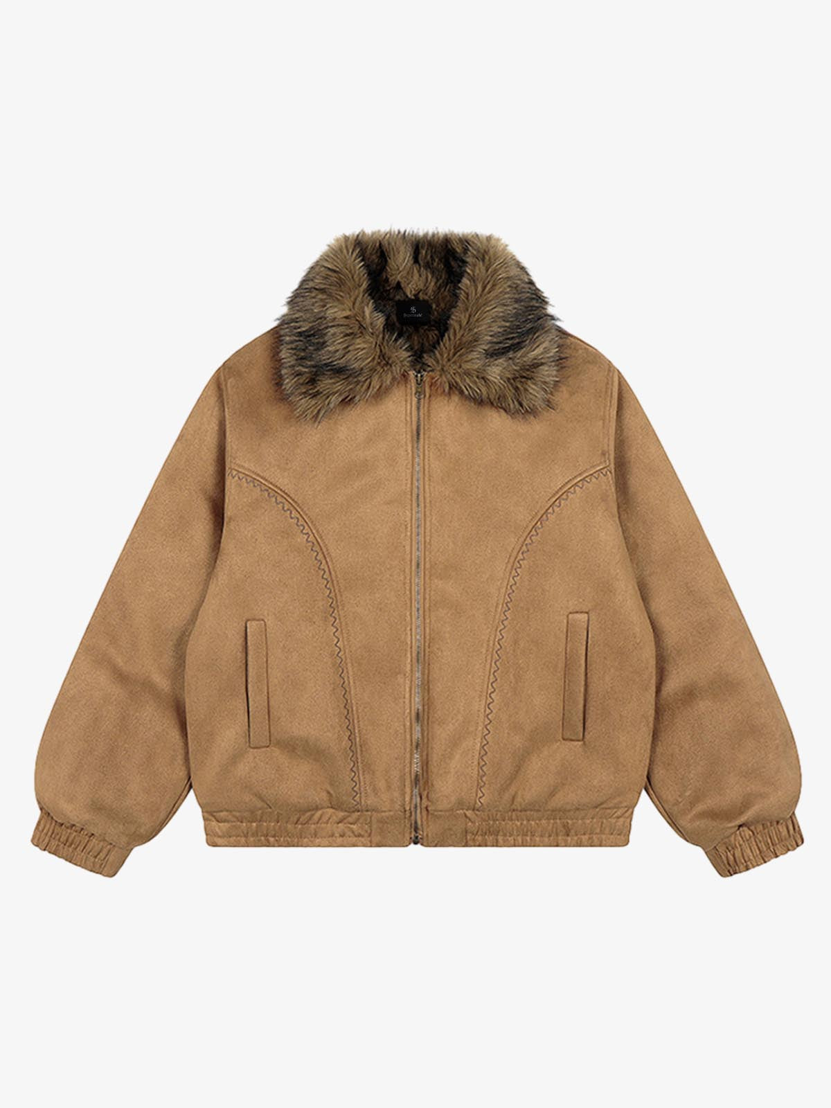 Vintage Distressed Deconstructed Faux Fur Collar Jacket