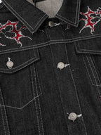 Rhinestone Thorn Graphic Denim Jacket