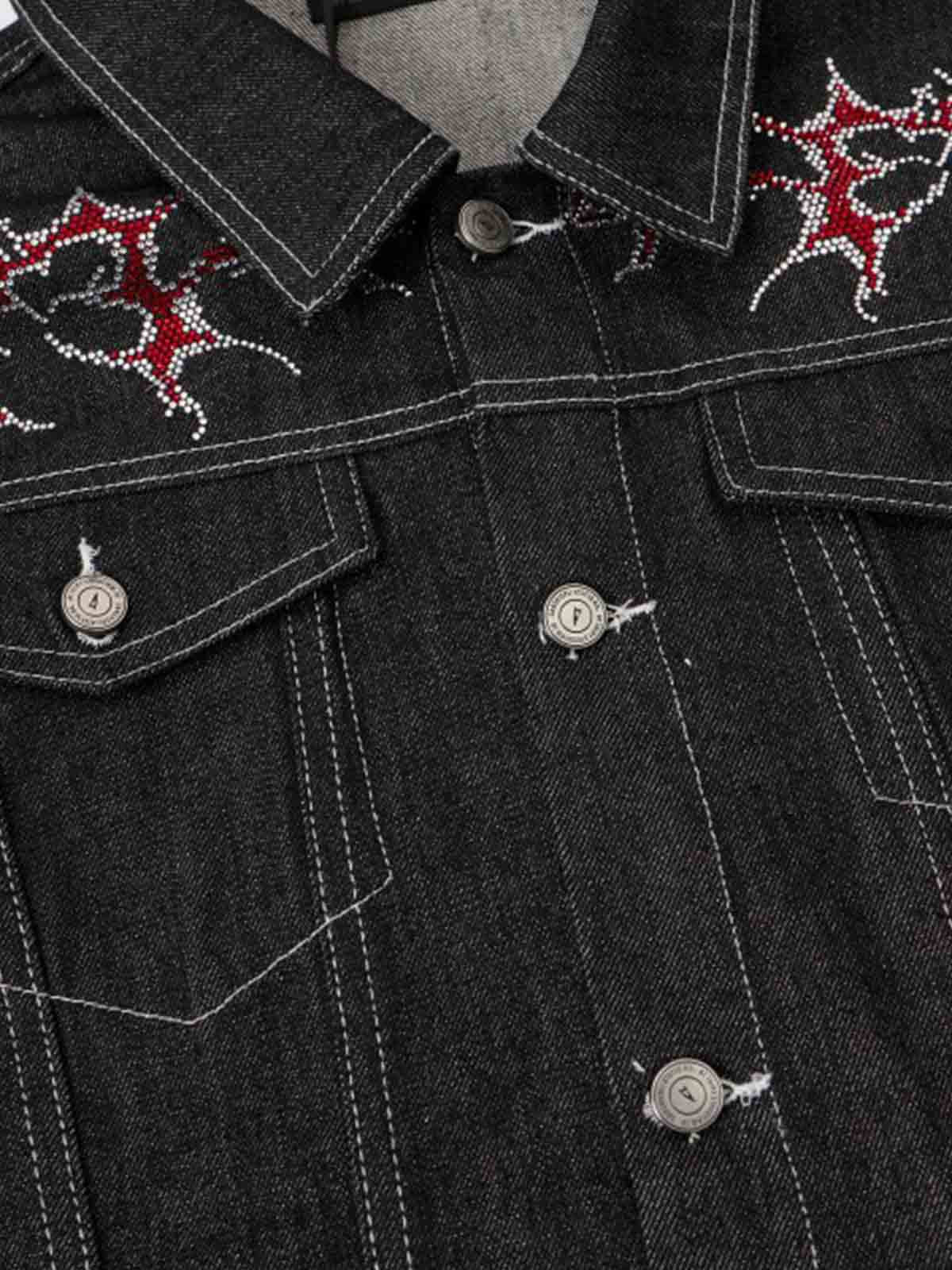 Rhinestone Thorn Graphic Denim Jacket