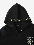 precipice Pearl Embellished Zip Up Set - 2596