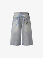 Street Painting Graffiti Denim Jorts - 2476