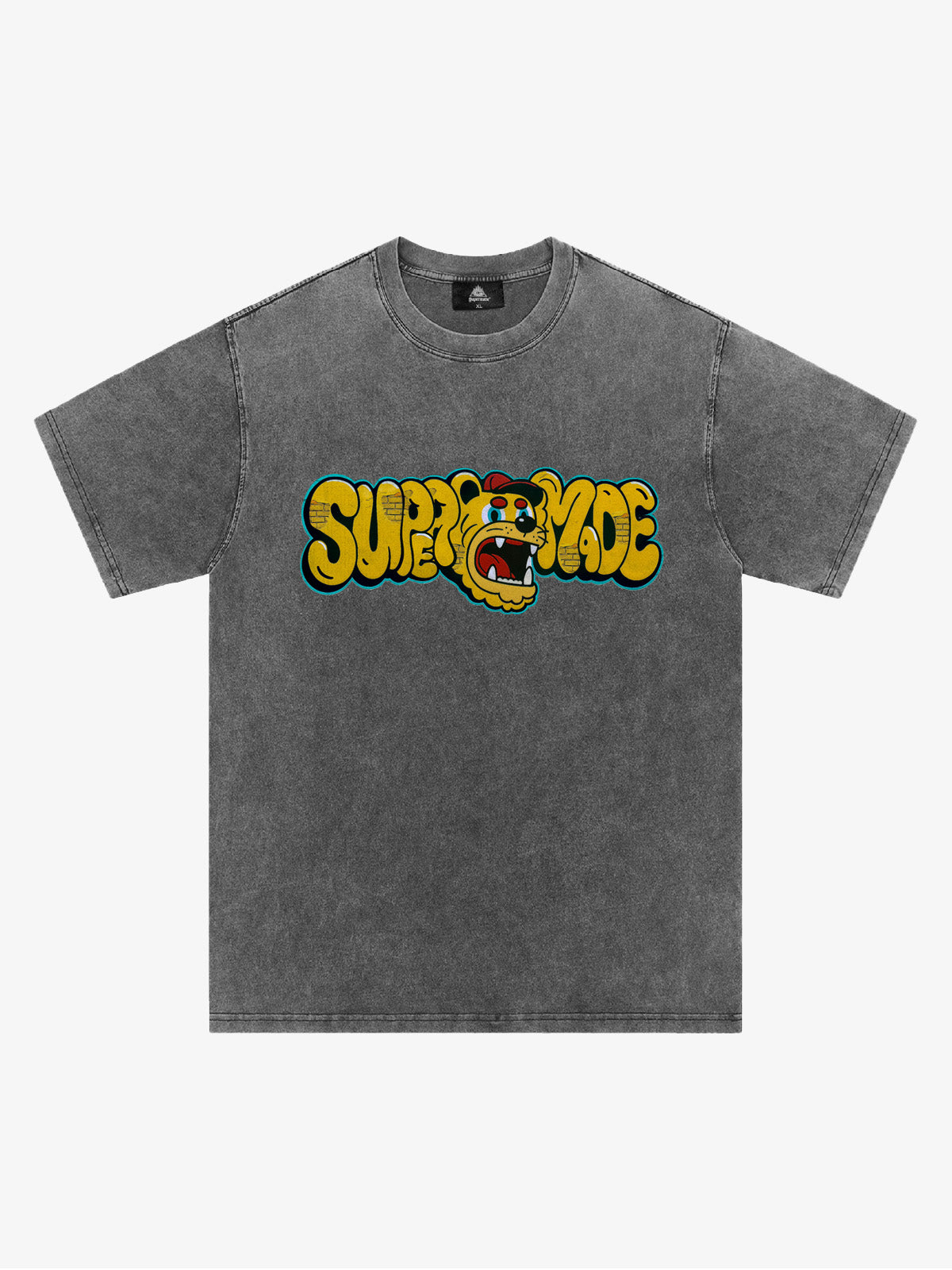 Street Graffiti Trendy Tiger Head Font T-Shirt