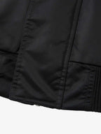 Detachable Faux Fur Collar Ruched Sleeve Bomber Jacket