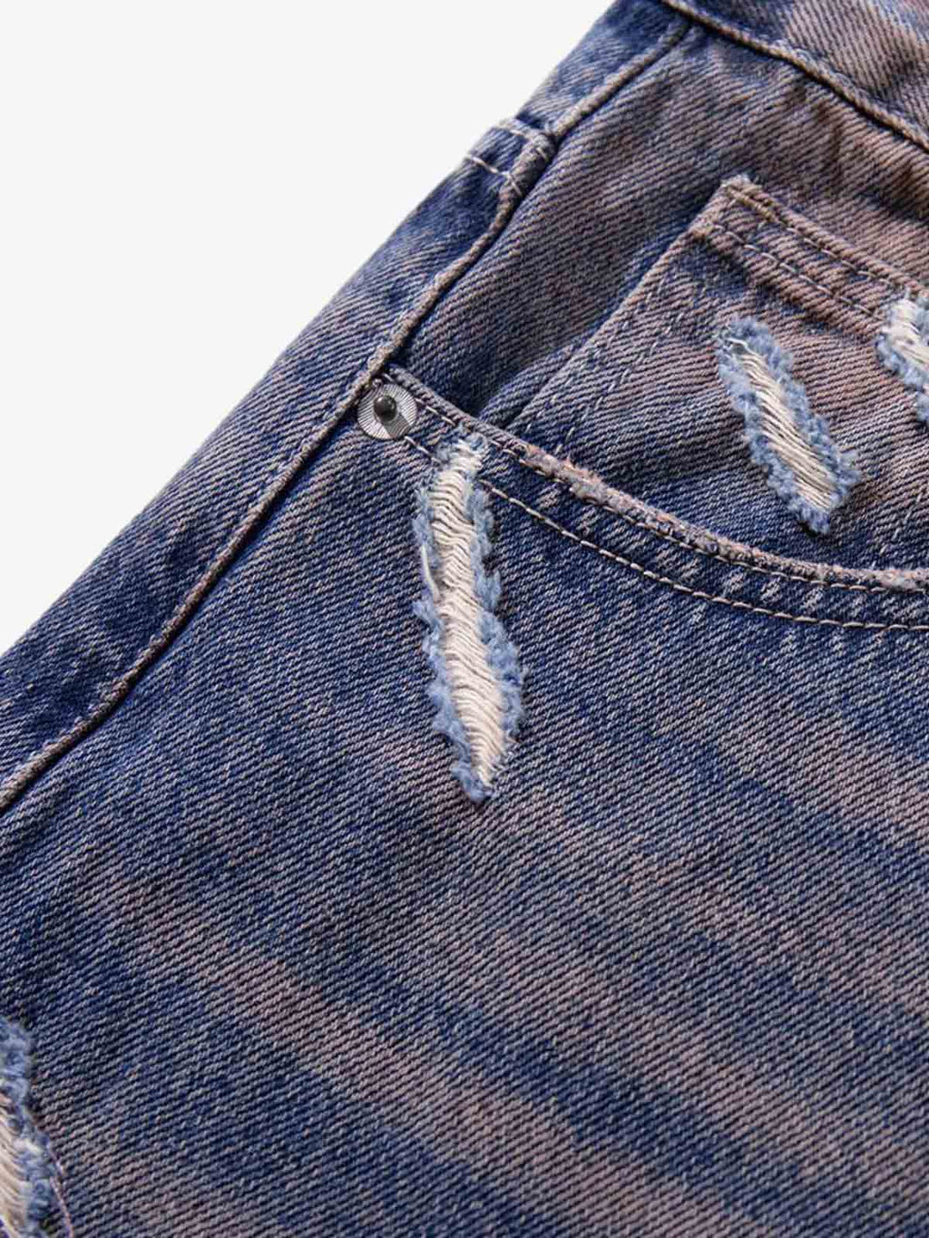 Slash Distressed Washed Denim Jeans