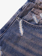 Slash Distressed Washed Denim Jeans