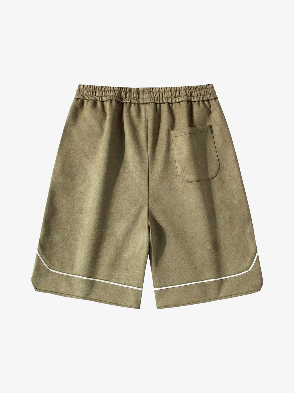 Retro Letter-Stamped Suede Drawstring Shorts