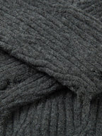 Knitted Distressed Diamond Pattern Raw Edge Sweater