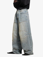 Distressed Contrast Drawstring Knee-Length Jeans