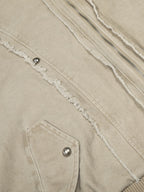 Retro Washed Fleece-lined Hooded Work Jacket