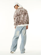 Retro Statement Snow Leopard Fleece Jacket