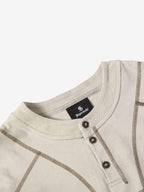 Vintage-Inspired Ombré Wash Henley Detail T-Shirt