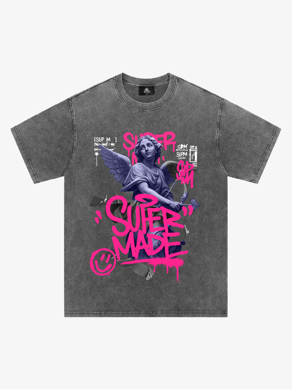 Street Pink Lucky Angel Graphic Design T-Shirt