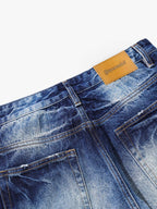 Washed Distressed Wrinkled Dyed Jeans