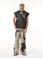 Original Large Cross Angel Print Distressed Jeans - 2552