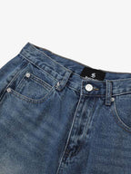 Washed Denim Wide Leg Jorts